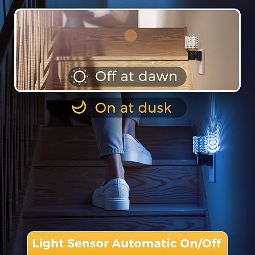 Miniatura 27 de L LOHAS LED Luz nocturna, paquete de 2 luces nocturnas regulables enchufables a la pared, luz nocturna RGB que cambia de color con sensor de luz