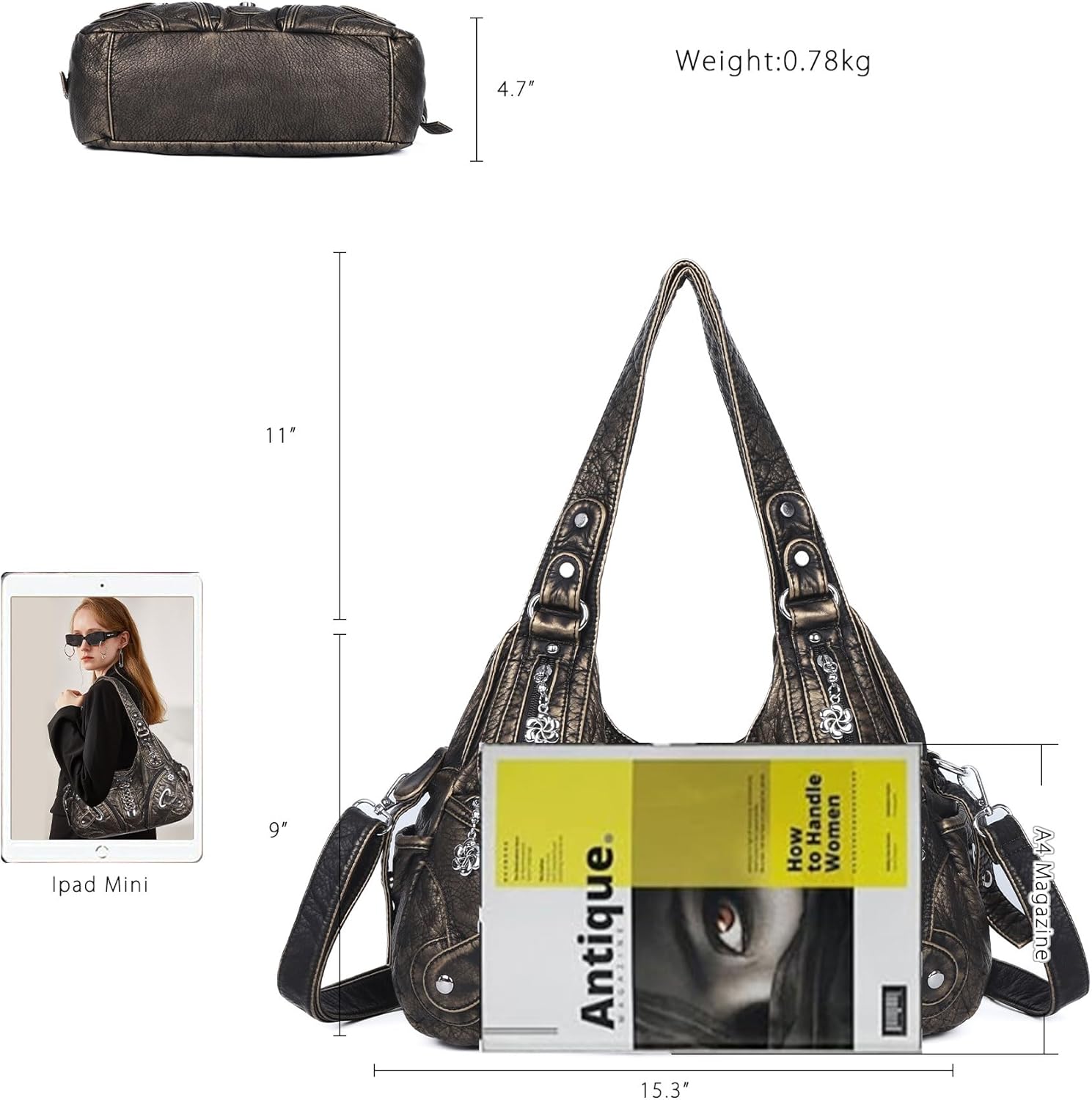 Angelkiss Hobo Purses and handbags for Women Satchel Handbag Women Purses Large Daily Shoulder Bags | Purses, handbags, Handbag, Women Purses, Large, Daily - Image 4