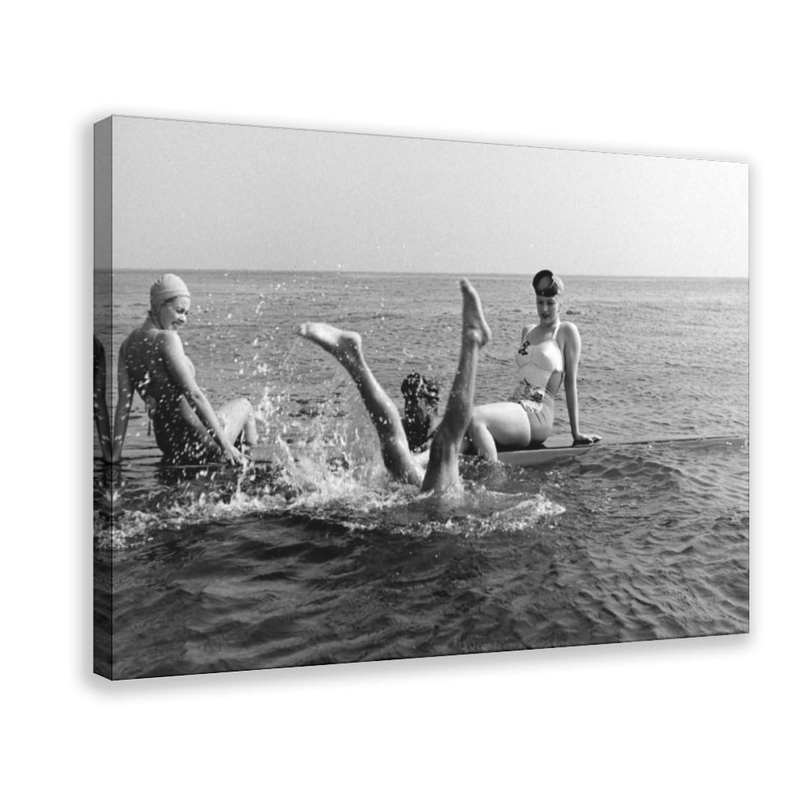 Poster su tela con fotografia vintage sulla spiaggia, decorazione per camera da letto, ufficio, stanza, regalo, 61 cm L x 91,4 cm W