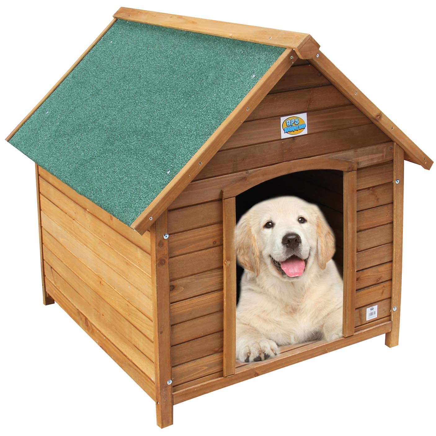 BPS Caseta de Madera Casa para Perros Mascotas con Capa Superior Impermeable Tamaño S/M/L (S: 72 * 63 * 68 cm) BPS-1353
