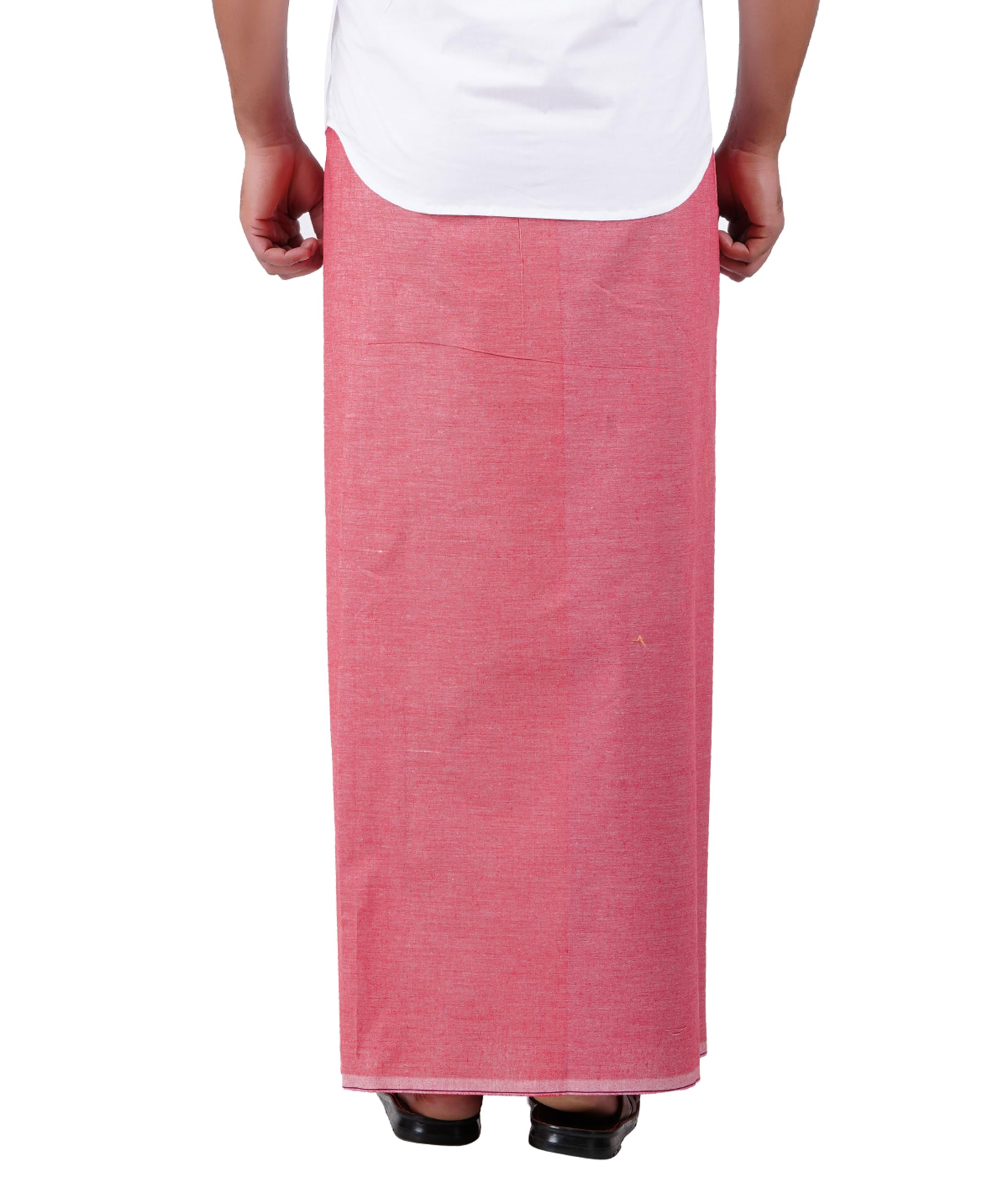 Prakasam Cotton Mens Premium Kfc Plain Welcro Pocket Dhoti (Kfc-Pln-Pink)