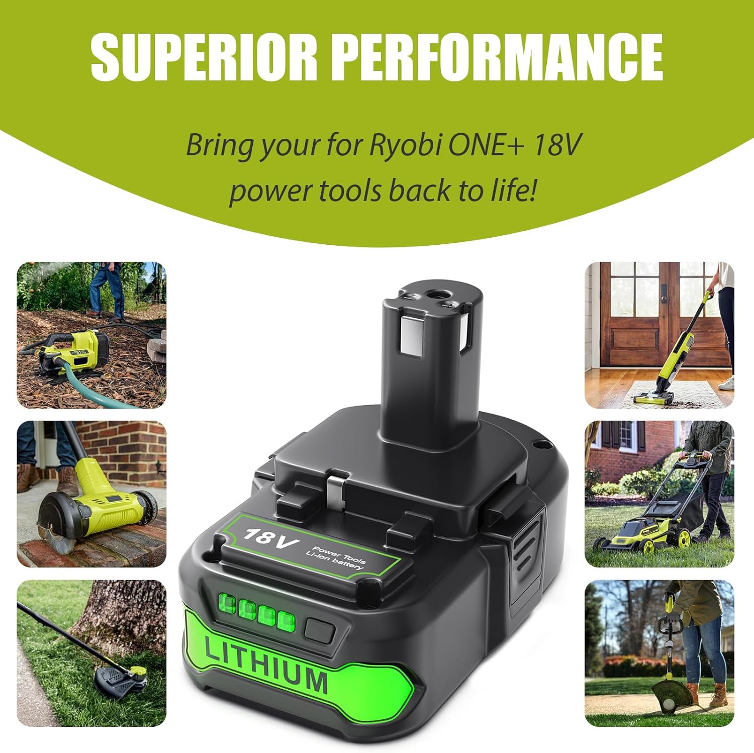 Battery 3Ah Replacement for Ryobi 18V: Lithium-ion Batteries Compatible with ONE+ P108 P102 P103 P104 P107 P109 P122