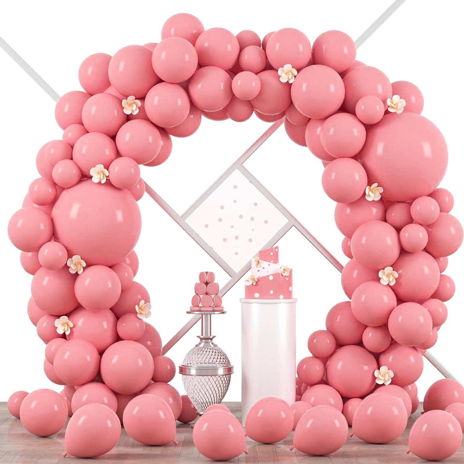 Voircoloria 90pcs Retro Pink Balloons Garland Arch Kit, 18 12 10 5 Inch