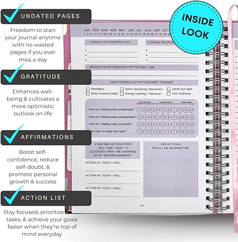 Miniatura 3 de Diario de maniscriptos diario de 90 días, indicaciones guiadas, planificador diario, diario de manifestación, gratitud, atención plena, amor propio,