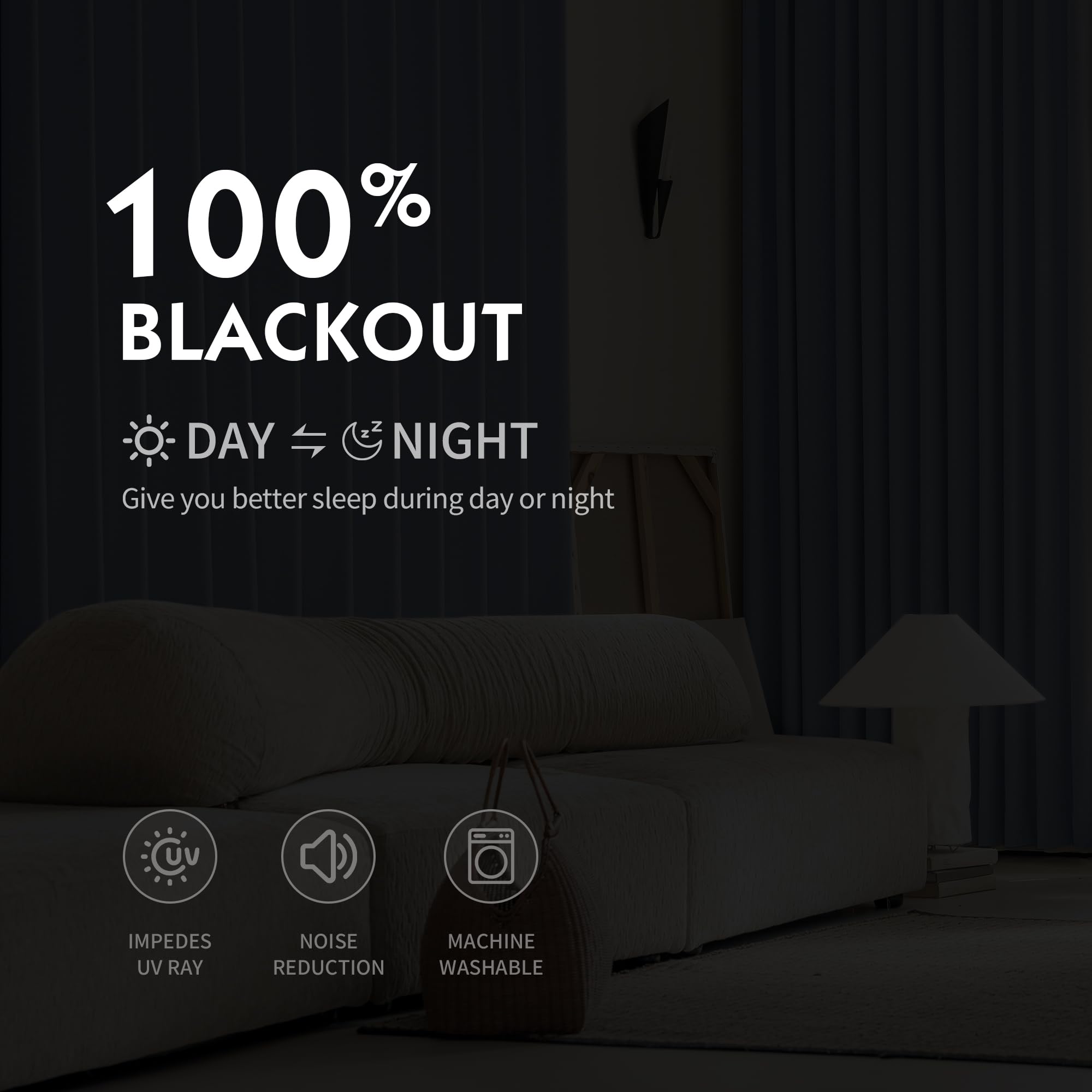 Fmfunctex Blackout Thermal Curtains for Bedroom 54 Inch Drop Blue Eyelet Curtains for Living Room Weave Textured Light Blocking Energy Saving Window Curtain Drapes 2 Panels - Image 2