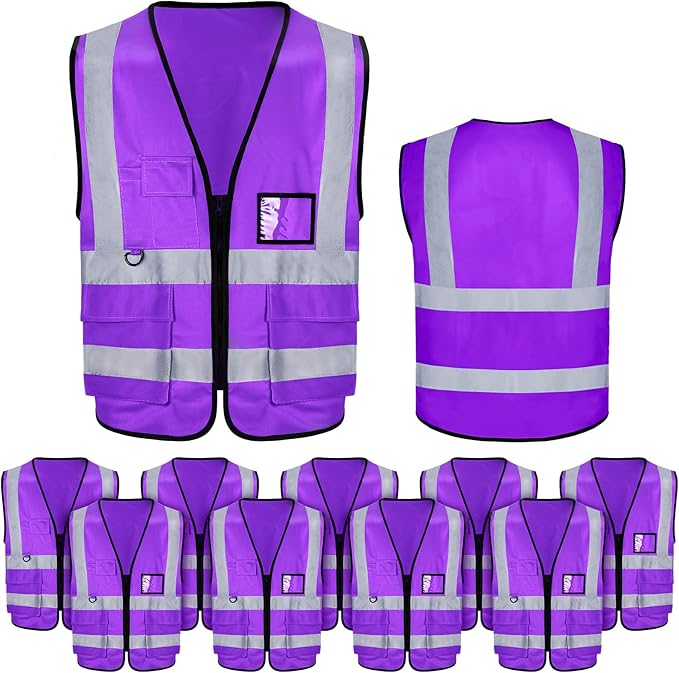 EBOOT 10 Pcs Safety Vests High Visibility Safety Vest with Reflective
