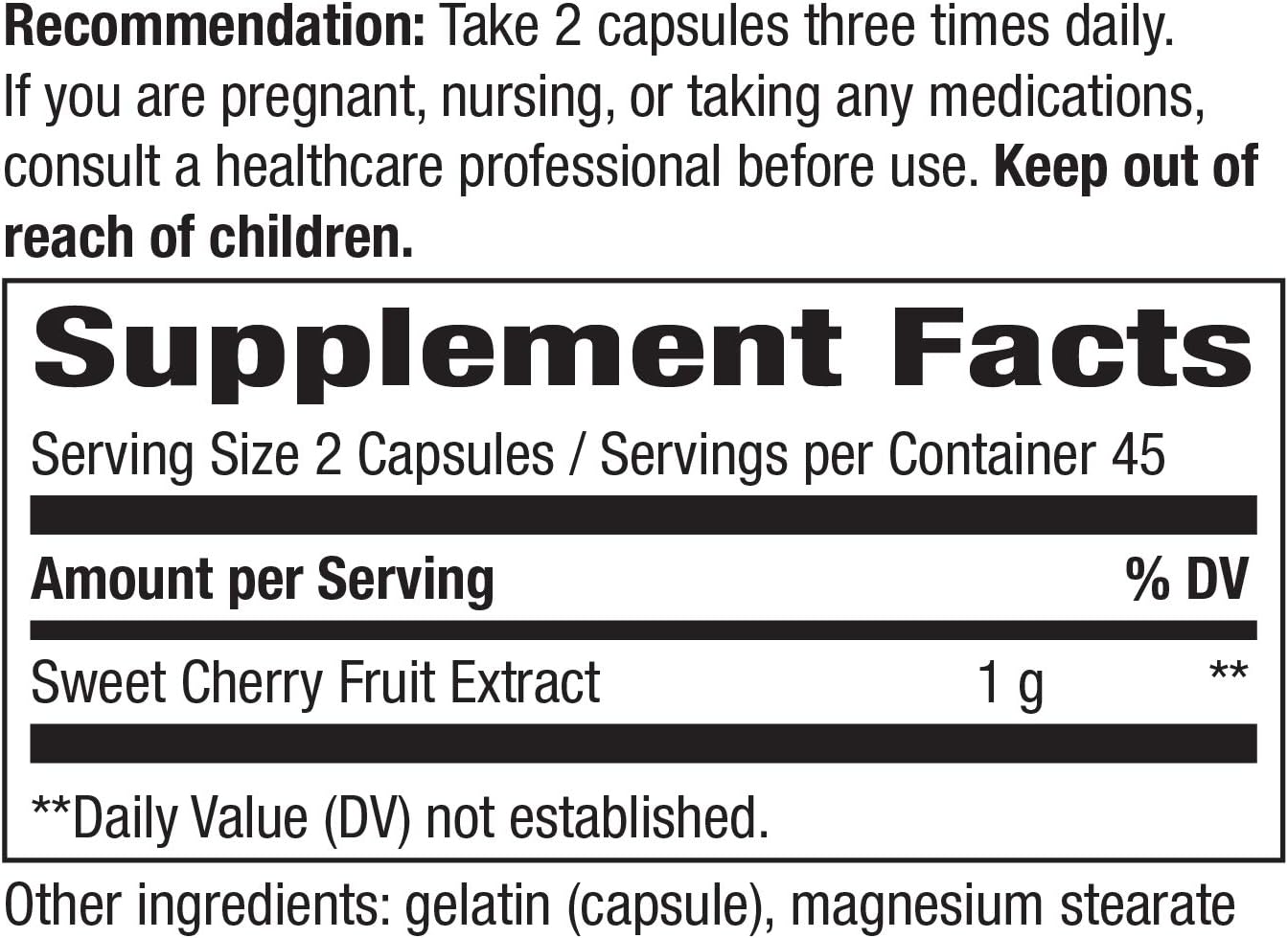 Nature's Way Cherry Fruit, Supports Antioxidant Pathways*, 1,000 mg Per Serving, 90 Capsules