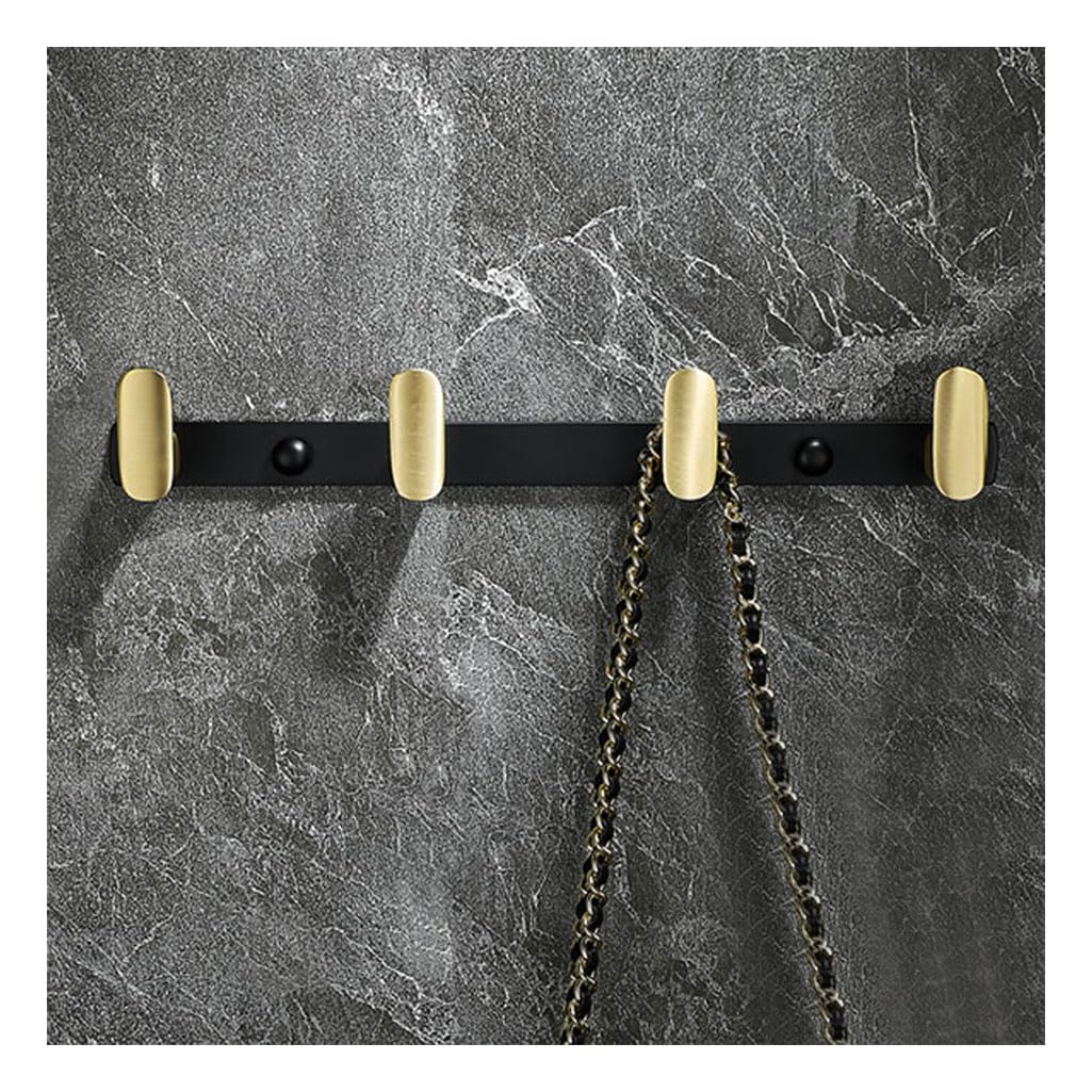 Lmysxaoz Gold1 Solid Brass Extra Long Coat Rack Wall Mount, Heavy Duty Brushed Surface Metal Hooks Hanging Rail Clothes Towel Racks For Bathroom Entryway Bedroom 5Hook