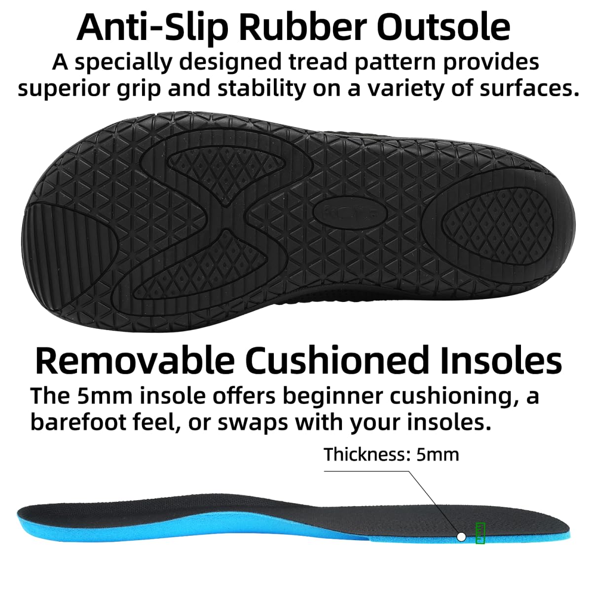 Unisex Chaussures Barefoot Minimalistes Bout Large Tige Respirante et Semelle Antidérapante Plate Légère 37-48