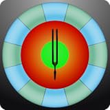 Orchestral strings and guitar tuning page, plus a piano keyboard