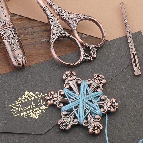 Vista 4 de Embroidery Scissors Kits, Sewing Kit with Sewing Needle Case, Complete Vintage Sewing Tools, European Style Sewing Scissors, Thimble and Metal Floss