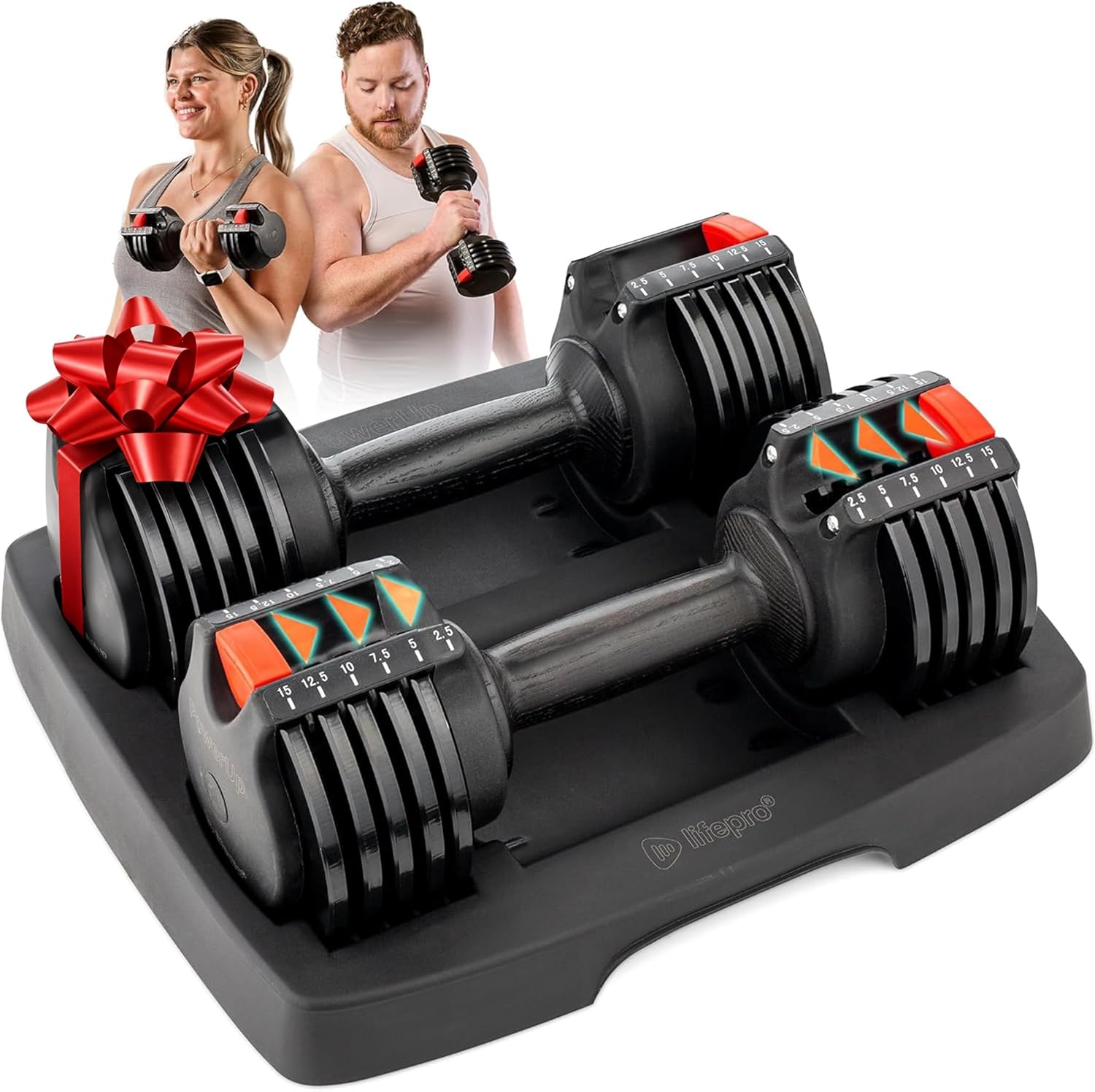 Lifepro Adjustable Dumbbells Set - 5in1-15lb 25lb 43lb 55lb weights Set