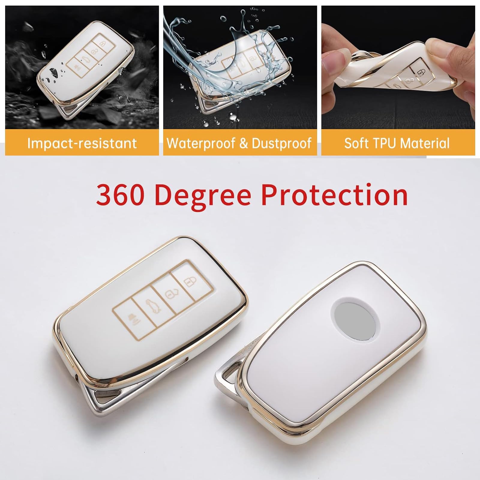 Gematay Etui na klucze Lexus ze smyczą do kluczy, miękki ochraniacz na klucze z TPU kompatybilny z Lexus RX to ES GS LS NX RS GX LX RC LC Smart Key Case