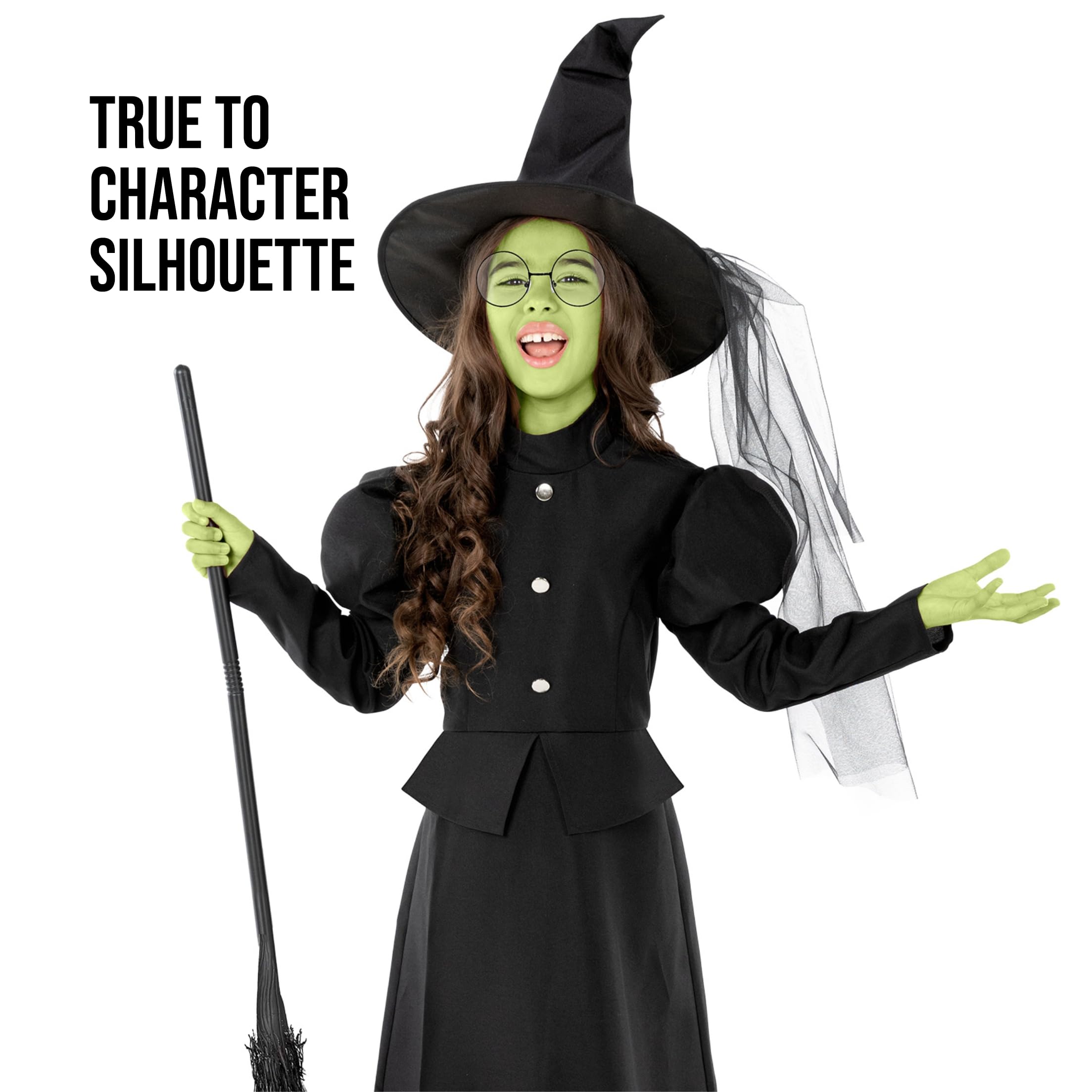 Morph Wicked Witch Costume for Girls Kids Witch Dress, Wicked Halloween Costumes For Kids 3-4 Years, Black - Image 4