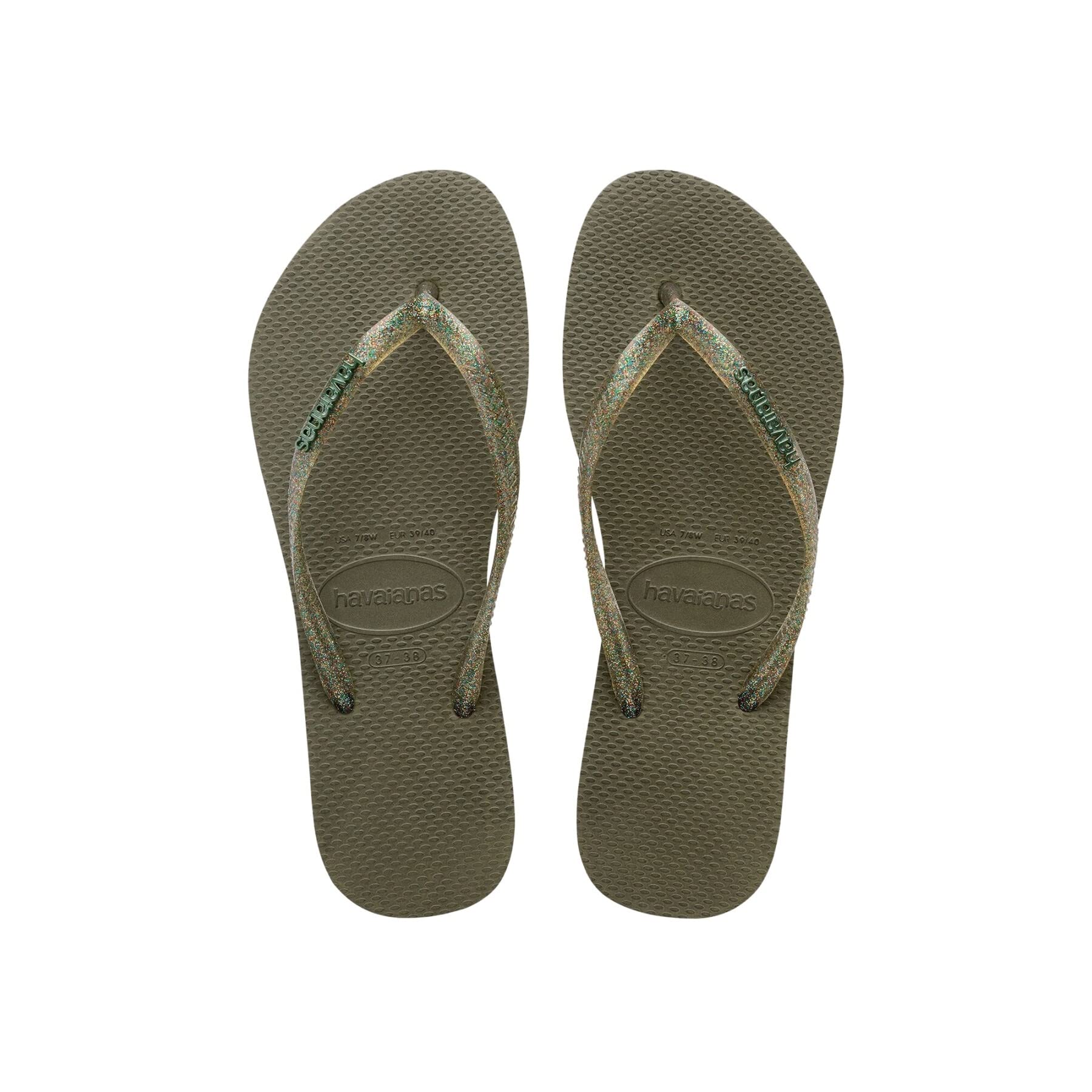 Havaianas Slim Logo Metallic Women FlipFlop Green 3.5/4 UK