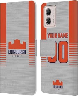 Head Case Designs Officially Licensed Custom Customized Personalized Edinburgh Rugby Away 2023/24 Kit Leather Book Wallet Case Cover Compatible with Motorola Moto G53 5G