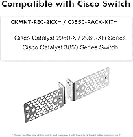 Vista 5 de MokerLink Oreja de montaje en rack de metal para interruptores de 17,3 pulgadas, compatible con interruptor de red Cisco 2960X 2960XR 3650 3850