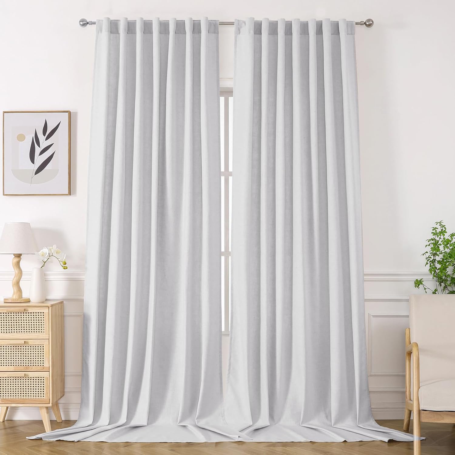 Joydeco Linen Curtains 108 Inches Long Curtains for Living