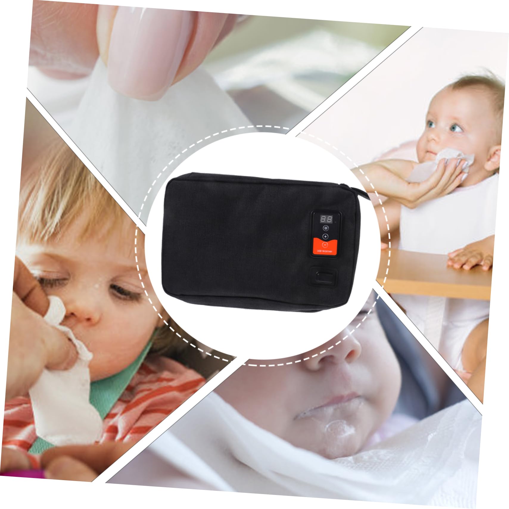 ORFOFE Tragbarer Feuchttuchwärmer mit USB Ladung Neopren Material und Einstellbarer Temperatur Kapazität für 20-80 Tücher Geeignet für Drinnen Sowie Draußen