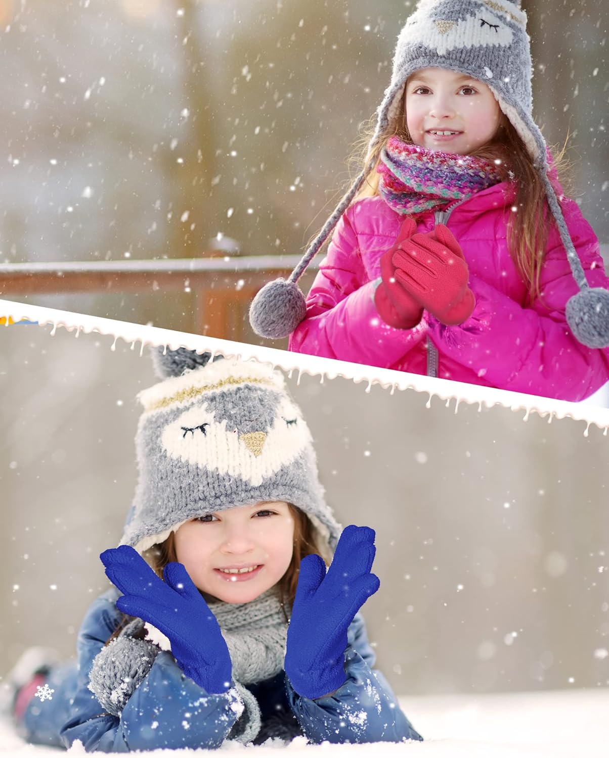 2 Pairs Kids Fleece Gloves Polar Full Finger Winter Warm Gloves Cold Weather Mittens for Boy Girl: Clothing, Shoes & Jewelry