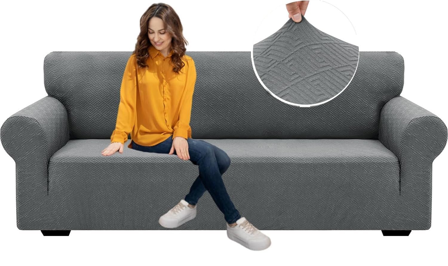 Homodoskey 2025 Newest Sofa Cover, High Stretch Large Couch Covers for 1,2,3,4 Seater Pet Dog Cat Proof Oversized Stretchable Slipcover Magic Elastic Furniture Protector (Light Gray, 3 Seaters)