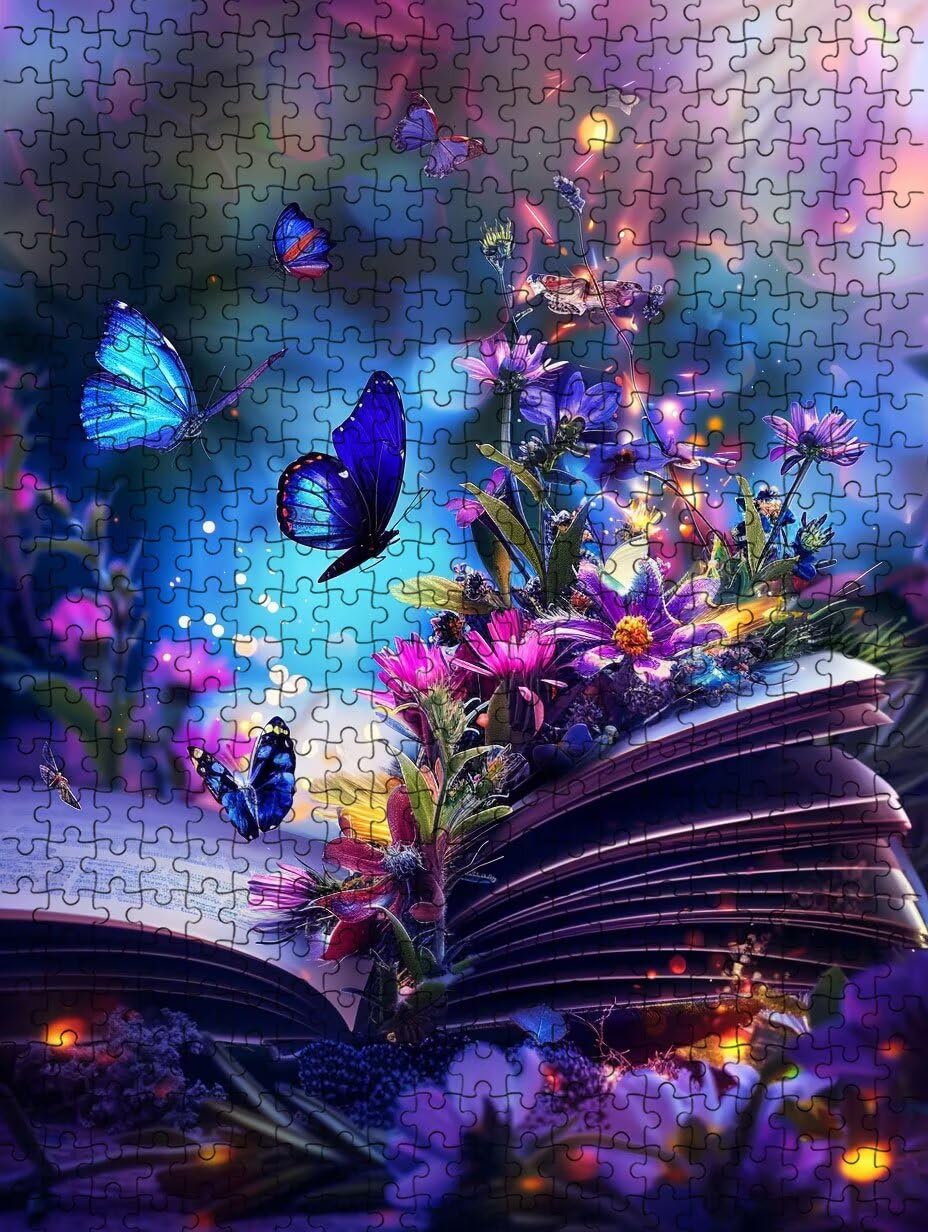 Puzzle 2000 Teile, Blumen Schmetterlinge BüCher Puzzle Erwachsene 2000, Klassische Puzzles, Puzzlespiele für Die Ganze Familie, Mit Schöner Verpackung, Dekoration Puzzles und Geschenke FNKL3-504