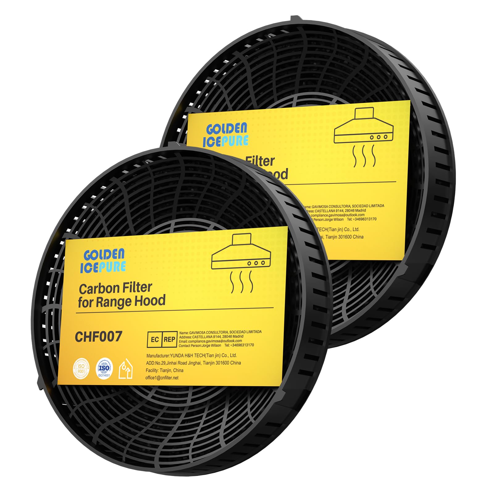 Activated Carbon Filter, Replacement for Various Cooker Hoods from Elica CFC0140343, CFC0038668, AEG 4055171138, 4055217501, Bauknecht Whirlpool 48400008824, 2 Pieces