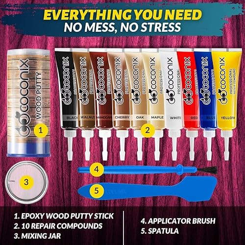 Miniatura 8 de Coconix - Kit de reparación de suelos y muebles; restaurador para tu mesa de madera, armario, revestimiento, puerta y mesa de noche; instrucciones