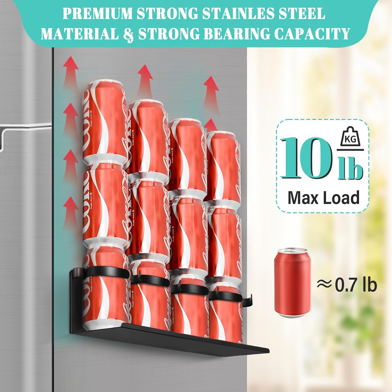 Magnetic Cup Holder for Fridge,8 Cups Water Bottle Organizer for Stanley 30 40 oz with Tumbler Lid Organizer,High Capacity Heavy Duty Kitchen Storage Rack Accessories - Image 4