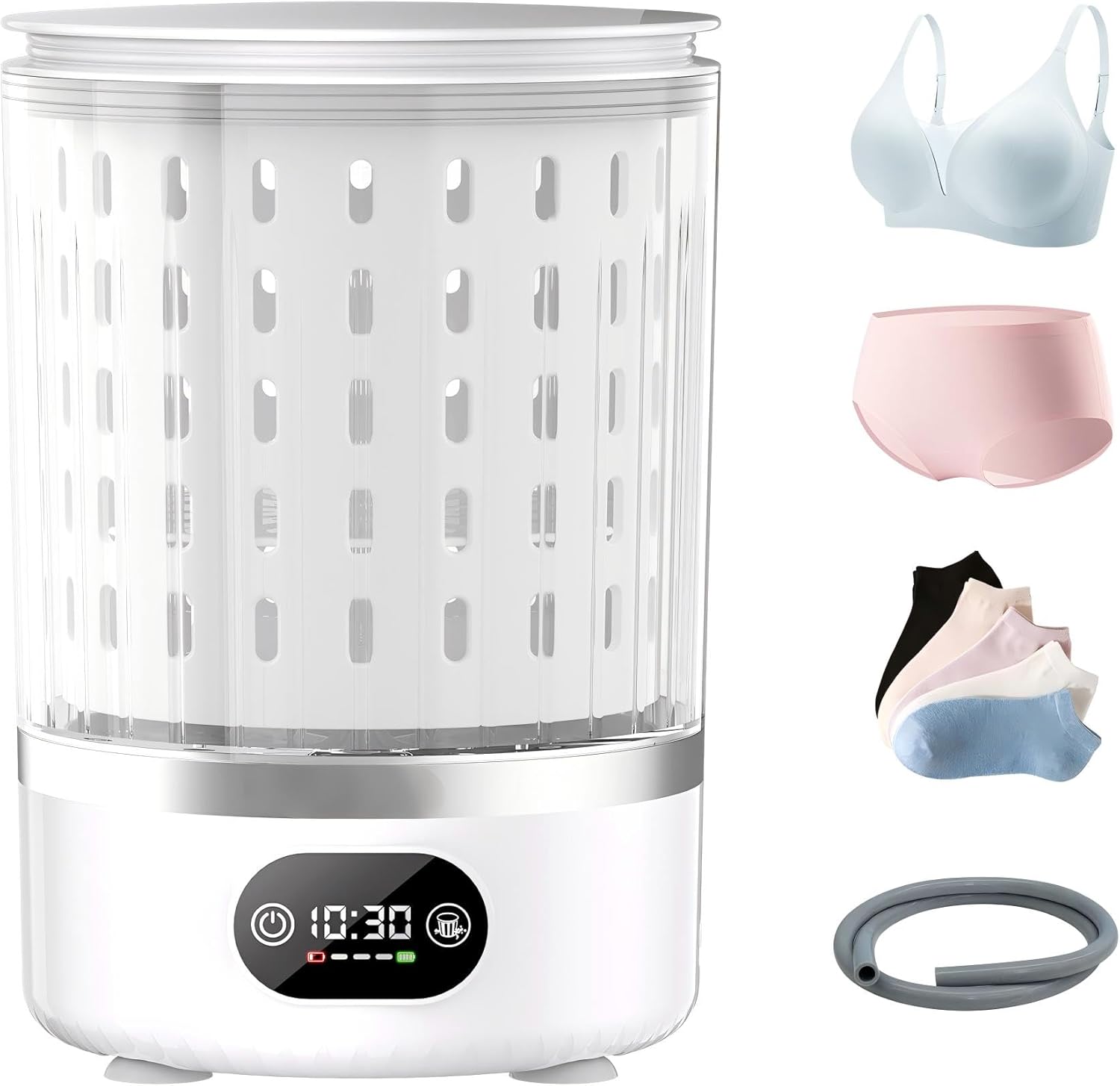Portable Washing Machine, Mini Washer with 3 Wash Modes (5/15 Min + 2 Min Spin), 3L Small Washing Machine with Auto Drain, Compact Portable Washer for Apartment, Dorm, Hotel & RV