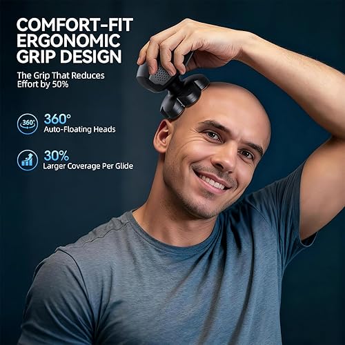 Miniatura 6 de Afeitadoras de cabeza para hombres calvos, 7D Electric10,000 RPM de alta velocidad para hombre, pantalla LED y 3 velocidades, IPX8 impermeable para