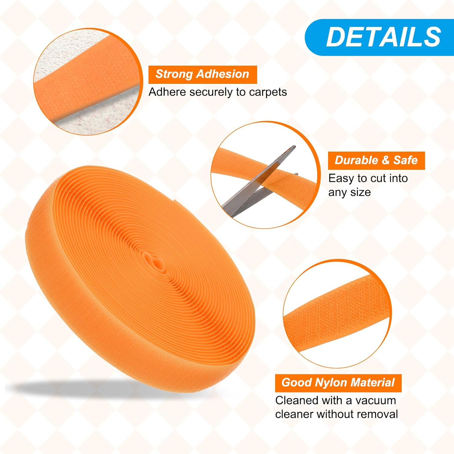 PATIKIL 6 Rolls 157Ft Carpet Marker Strips, Nylon Floor Tape for Areas and Flow Line Up for Classroom, Social Distance, Office, Orange