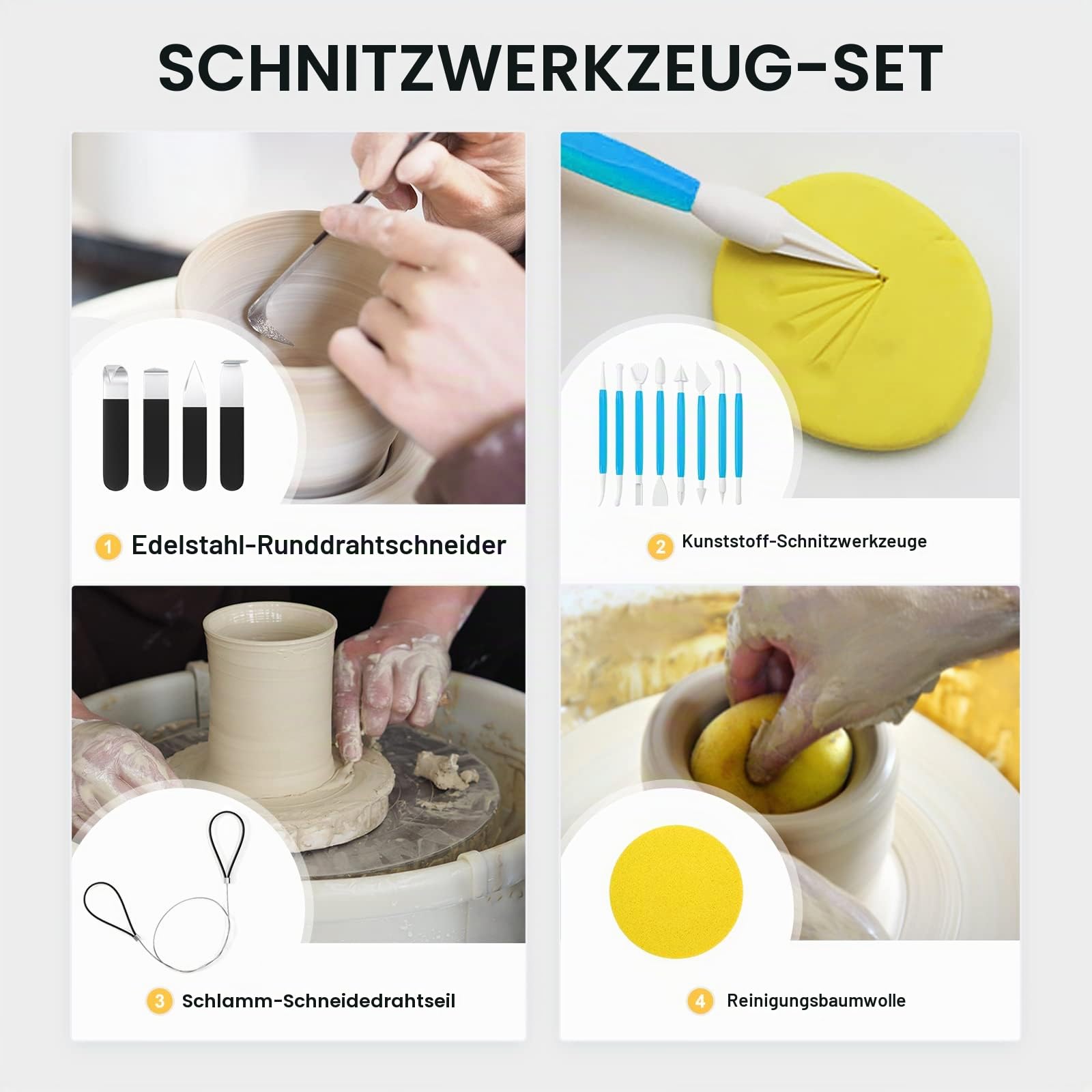 Elektrische Töpferscheibe Maschine 25CM 350W Keramik Clay Maschine Professionelle Töpferscheibe Formmaschine mit Töpferwerkzeugen für Erwachsene, Töpferanfänger, Töpferstudio