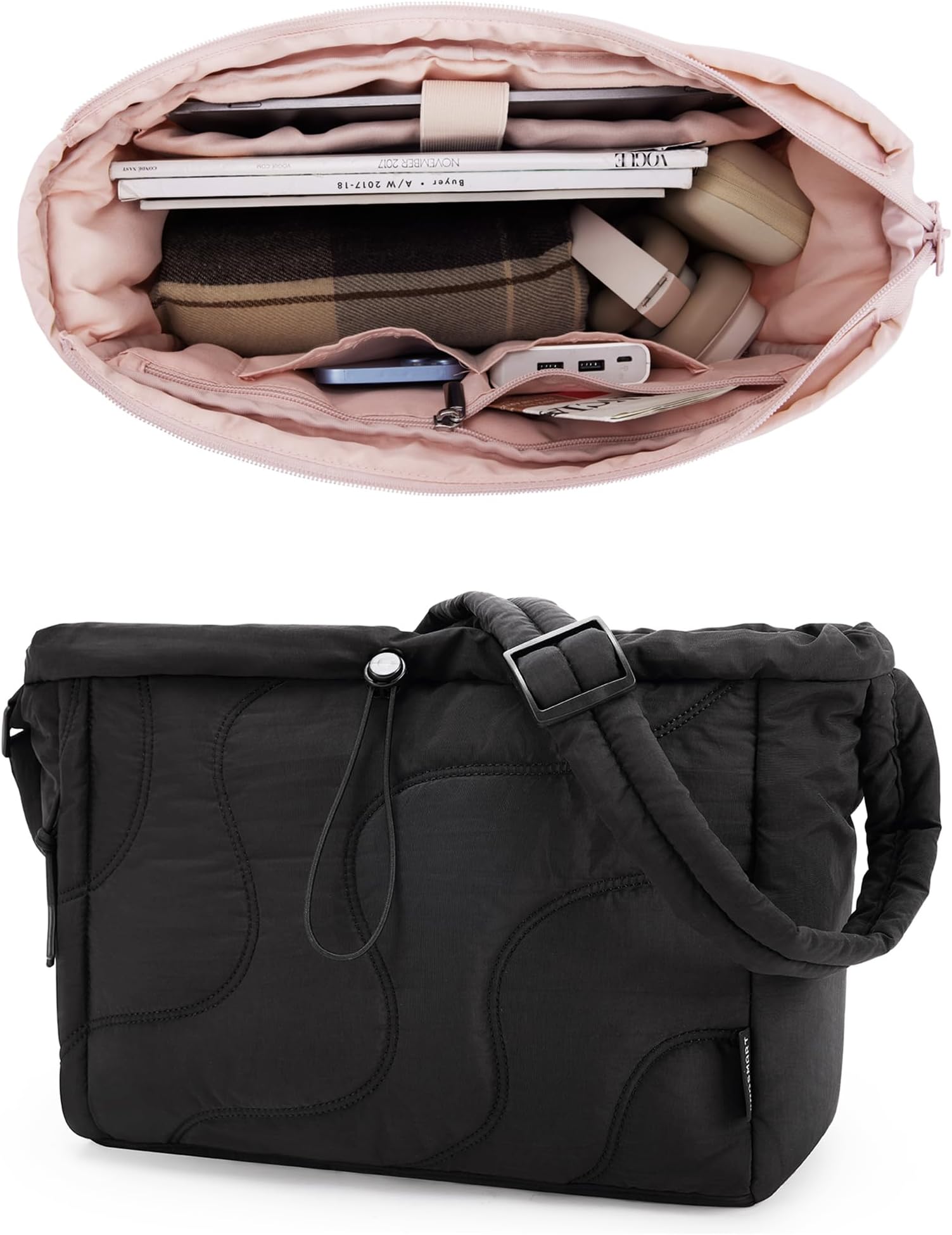 BAGSMARTSmall Quilted Tote Bag, Lightweight Crossbody Purses for Women, Travel Shoulder Handbags with Adjustable Strap