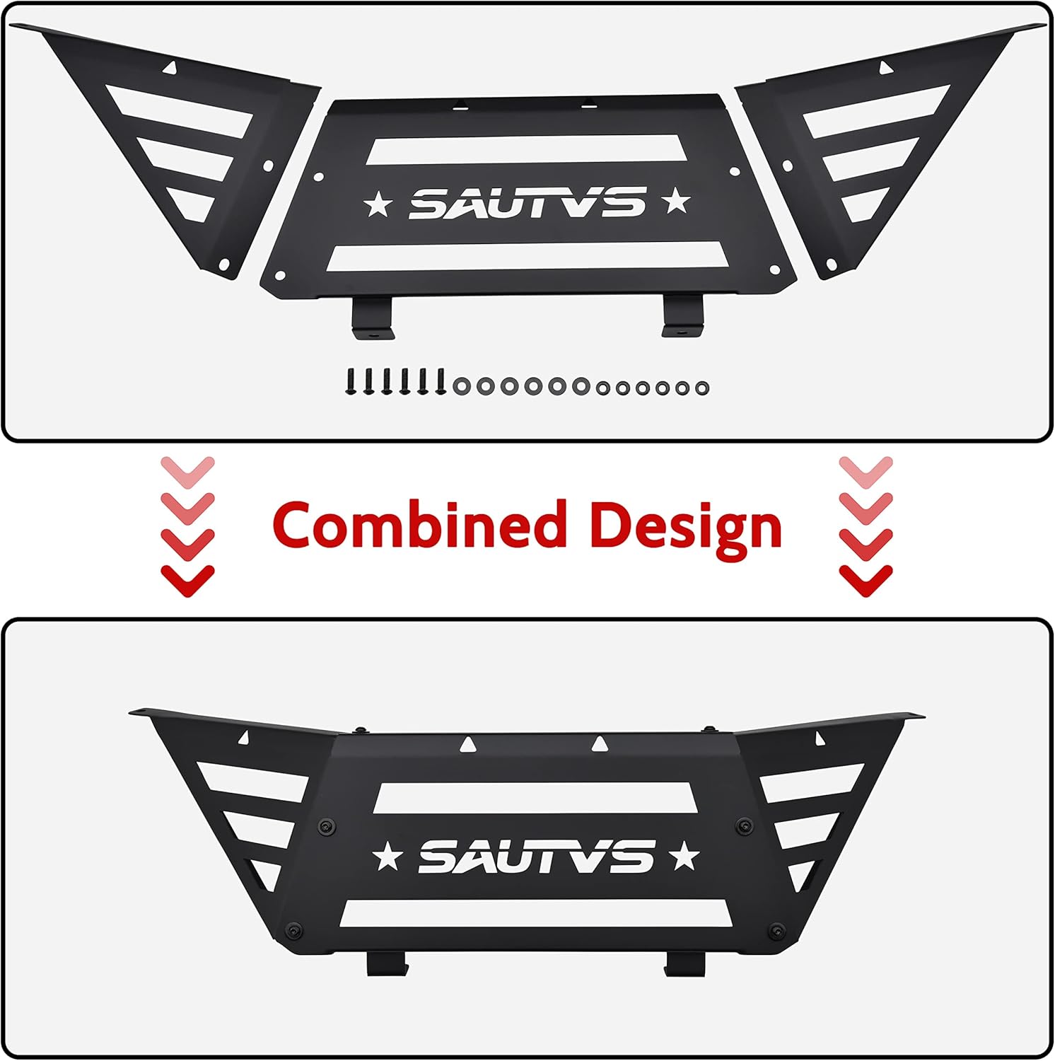 SAUTVS Cargo Bed Extender Tailgate for RZR PRO XP/S/Turbo R 20-25, Heavy Duty Steel Rear Bed Extender Rack Cargo Tailgate Enclosure for Polaris RZR PRO XP/S/Turbo R 2020-2025 Accessories