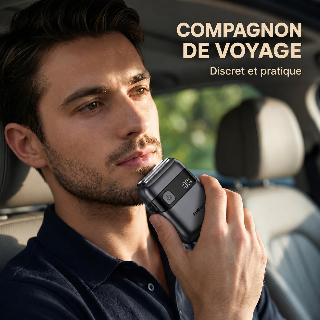 Rasoir Electriques Hommes Portable, Mini Rasoir Barbe & Visage, Étanche IPX7, Sans Fil avec Écran LED, Charge Rapide, Lames de Précision, Technologie Micro-Peigne, Voyage & Maison