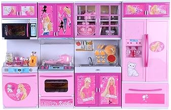 HCN 4 Door Dream House Kitchen Set Light & Sound for Kids, Plastic, Pack of 1 Set, Pink (4 Door Kitchen Set Pink)
