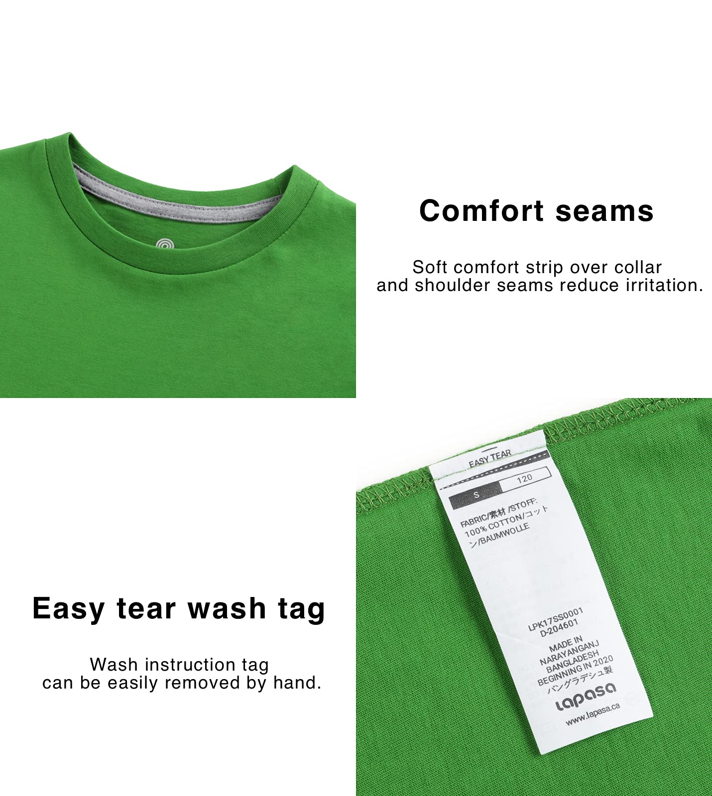 LAPASA Pacco da 4 T-Shirt 100% Cotone Bambini e Ragazzi Unisex K01 - Abbigliamento Estivo Magliette Manica Corta Colori Assortiti Tinta Unica Fantasie