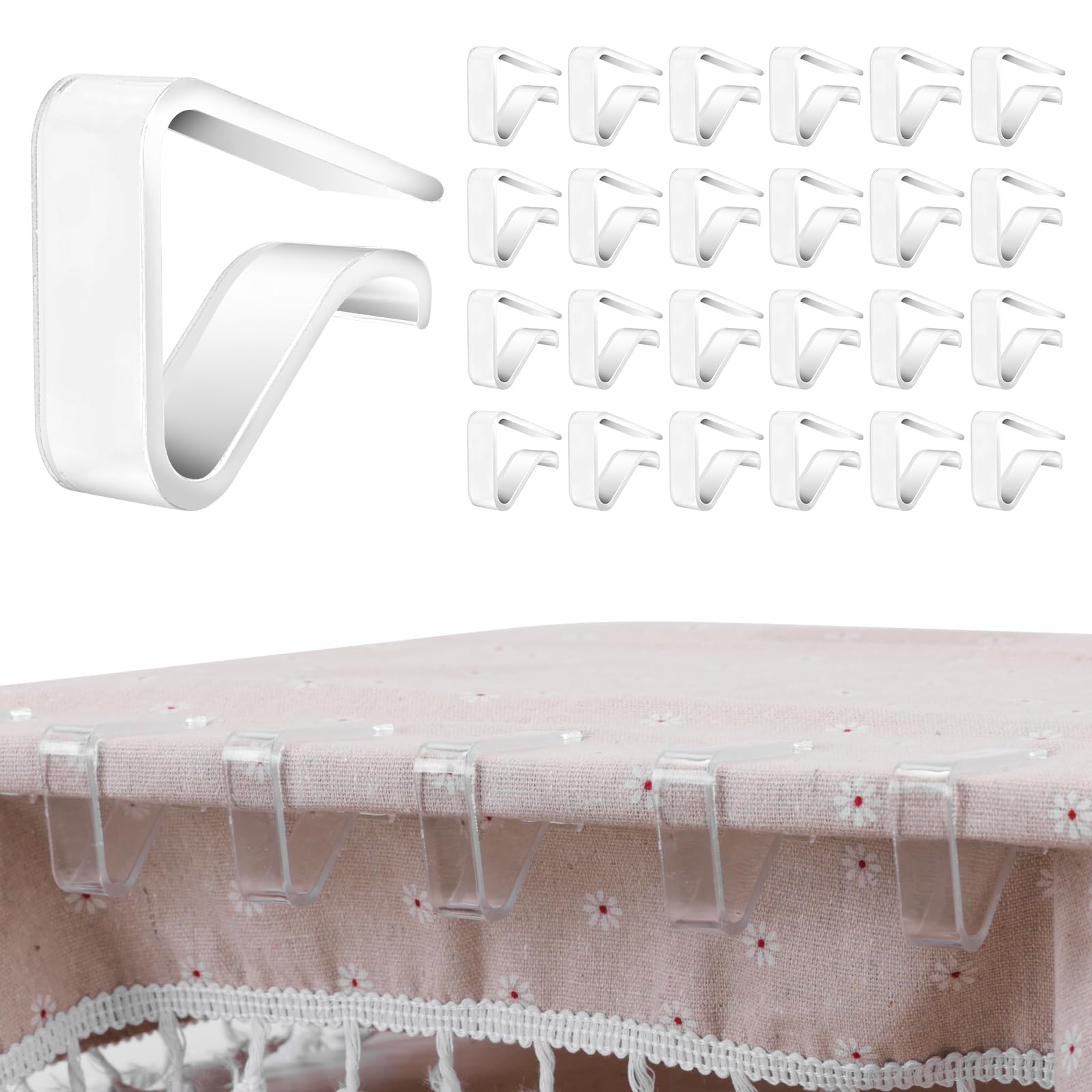 24 Pieces Clear Tablecloth Clips, Durable Plastic Table Cover Holders, Windproof Transparent Clamps for Securing Tablecloths Indoor Outdoor Party, Wedding, Christmas Event, Picnic, Camping (Large)