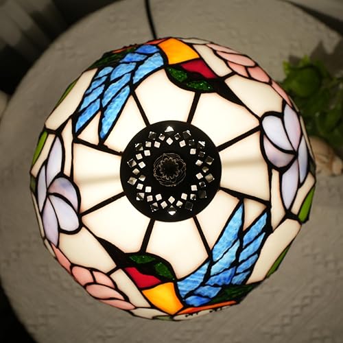 Miniatura 9 de KIPHEPI Lámpara Tiffany de Vidrio Emplomado para Mesa 8X8X14 Pulgadas Estilo Colibrí Verde Sala de Estar Dormitorio Dormitorio Universitario Cocina
