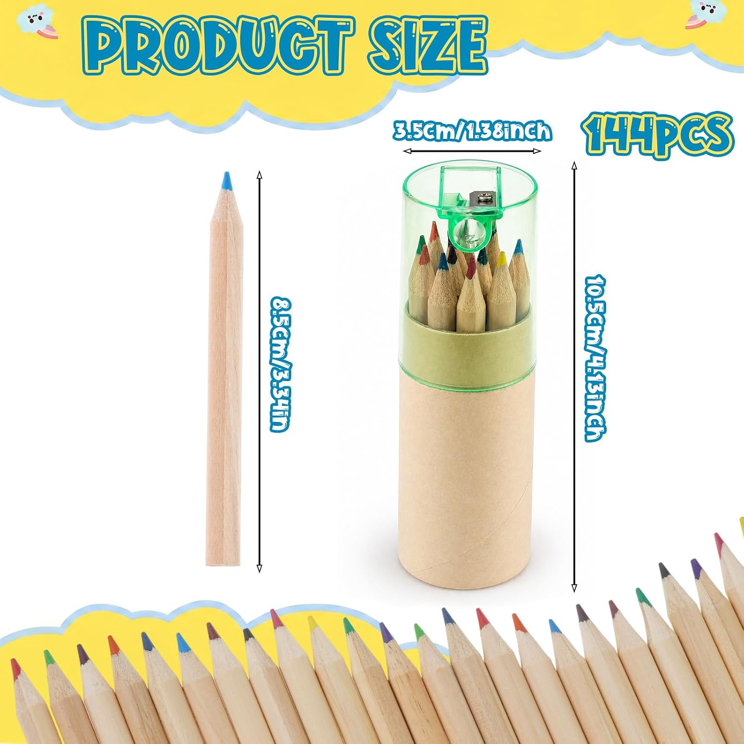 12 Packs Mini Colored Pencils Bulk with Sharpener, Portable Pencil Set in Tube for Classroom Reward, School Supplies, Art Drawing, Sketching, Party Gifts (12 Colors)