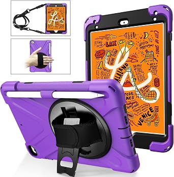 ORIbox Corsair Case for iPad mini 5/4, Heavy Duty Rugged Protective, 3 in 1 Shockproof Bumper with 360 Kickstand/Hand Strap