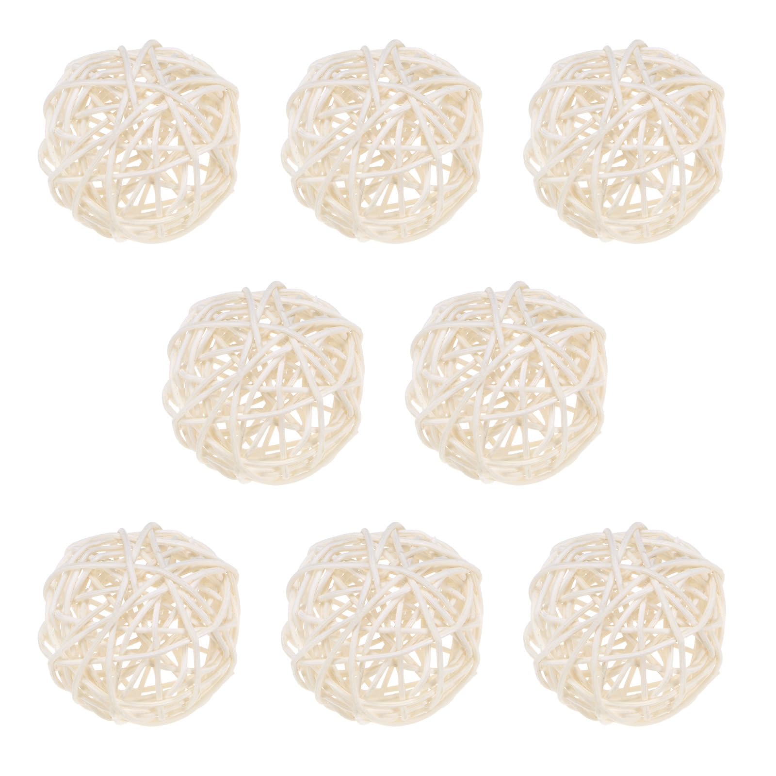 M METERXITY 8-Pack Wicker Rattan Balls 60mm/2.4 Inch Decorative Rattan Balls Orbs Vase Fillers Bowl Fillers for Christmas/Weddings/Thanksgiving/DIY Crafts/Home Decor [White]