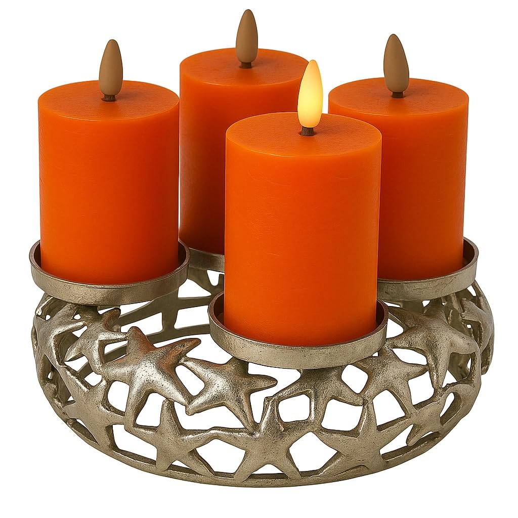 Kerzenständer für Stumpenkerzen – moderner Kerzenhalter für bis zu 4 Kerzen – Metall Deko-Kerzenleuchter in verschiedenen Designs & Farben (Gold, Starlight)