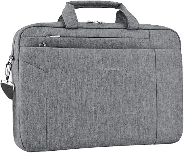 KROSER Laptop Bag 15.6 Inch Water Repellent Briefcase Computer Laptop Case Shoulder Bag Bussiness Carrying Handbag Laptop Briefcase Sleeve for Women/Men, Grey