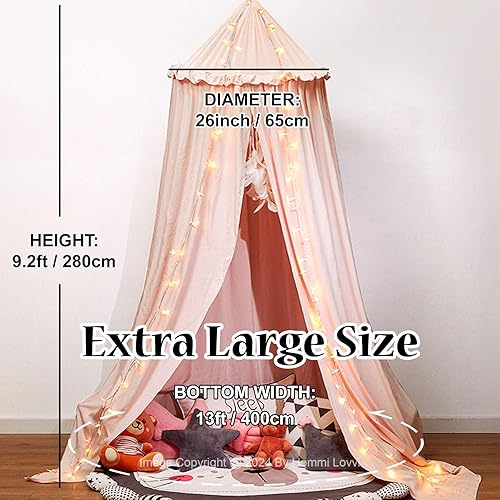 Miniatura 4 de Hommi Lovvi Dosel de cama para niñas, dosel de princesa colgante de techo con volantes de ensueño, decoración de dormitorio, dosel suave de red,