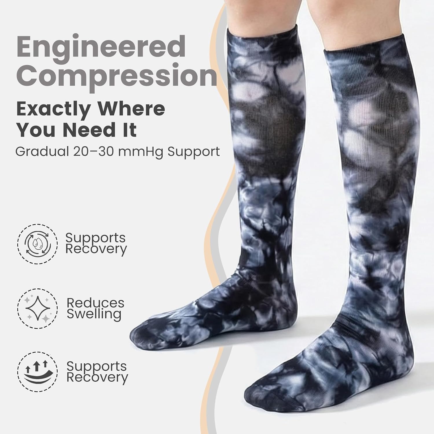 Compression Socks for Women Men 20-30mmHg Knee High 1 Pairs for Running,Athletic All Day Wear