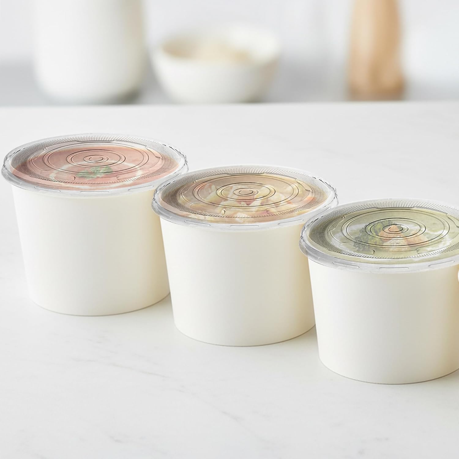 Smarty Had A Party 500 Count Clear Plastic Lids for Squat Paper Soup Cups – Fits 6 oz, 8 oz, 12 oz & 16 oz Disposable Containers – Leak-Resistant, BPA-Free,Tight-Seal Covers for Takeout & Catering
