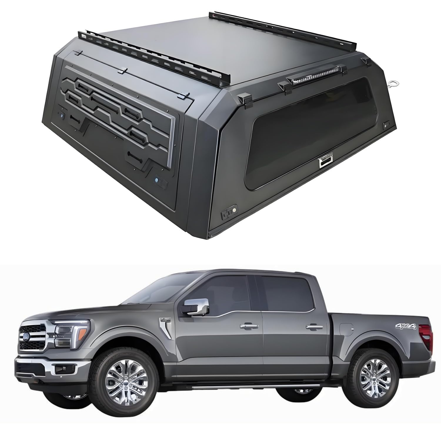 Tonneau-Abdeckung Pickup Truck Topper Bettkappenüberdachung Kompatibel for Ford F-150 F150 2015-2025 Bettabdeckung mit Schloss Hardtop-Zubehör 5,5 Fuß kurzes Bett / 6,5 Fuß Standardbett(6.5ft S