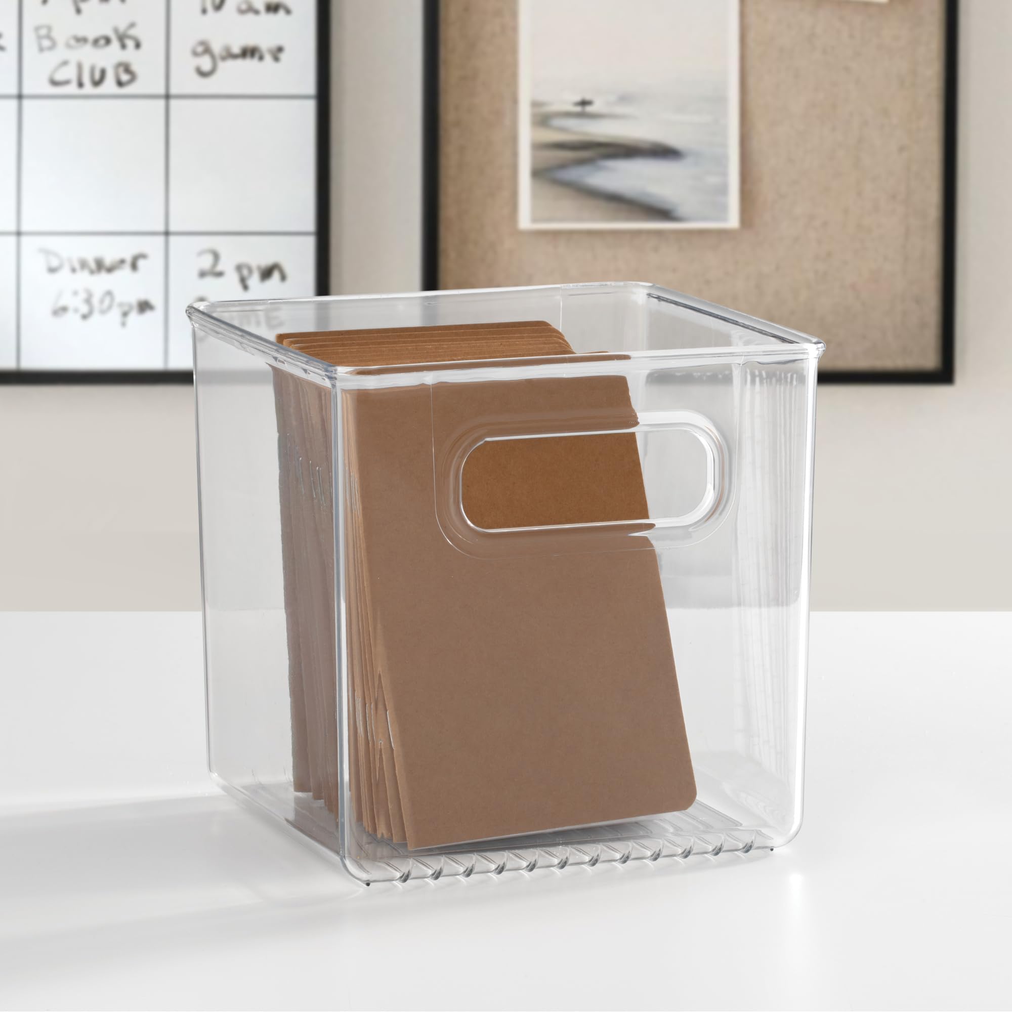 iDesign Set di 4 contenitori per l'organizzazione del frigorifero in plastica riciclata al 50%, Made in USA, ideale per l'organizzazione di freezer, frigorifero e dispensa, trasparenti